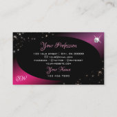Stijlvolle zwarte roze glitter Stars Diamonds Init Visitekaartje (Achterkant)
