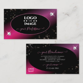 Stijlvolle zwarte roze glitter Stars Diamonds voeg Visitekaartje