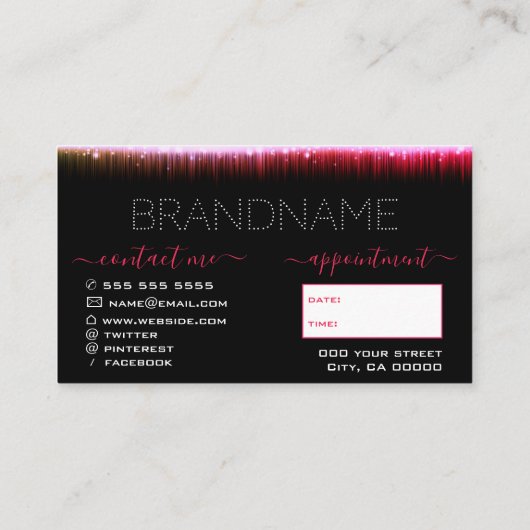 Stijlvolle zwarte roze kleurige Nail Studio-benoem Visitekaartje (Achterkant)