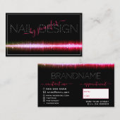 Stijlvolle zwarte roze kleurige Nail Studio-benoem Visitekaartje (Voorkant / Achterkant)