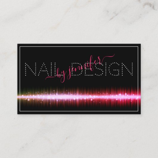 Stijlvolle zwarte roze kleurige Nail Studio-benoem Visitekaartje (Voorkant)