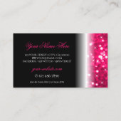 Stijlvolle zwarte roze mousserende glitterspaar visitekaartje (Achterkant)