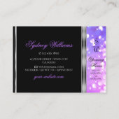 Stijlvolle zwarte roze Paarse glitter Initialen Zi Visitekaartje (Achterkant)