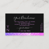 Stijlvolle zwarte roze Paarse sparkle Glitter Mono Visitekaartje (Achterkant)