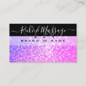 Stijlvolle zwarte roze Paarse sparkle Glitter Mono Visitekaartje (Voorkant)