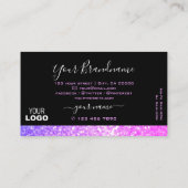 Stijlvolle zwarte roze Paarse sparkle Glitter Voeg Visitekaartje (Achterkant)