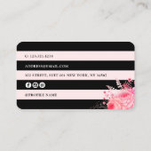 Stijlvolle zwarte roze strepen make-up kunstenaar visitekaartje (Achterkant)