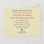 Stijlvolle, zwarte+roze workshop Uitnodiging (Achterkant)