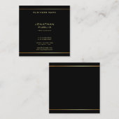 Stijlvolle zwarte Sjabloon en goudlegante gouden k Vierkante Visitekaartje (Voorkant / Achterkant)