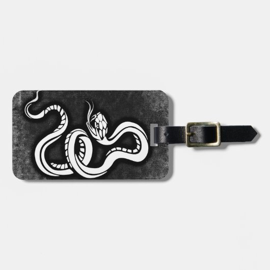 Stijlvolle zwarte slangentekening bagagelabel (Voorkant horizontaal)