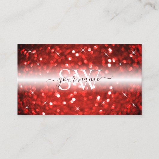 Stijlvolle zwarte sparkle Glitter Initialen Modern Visitekaartje (Voorkant)