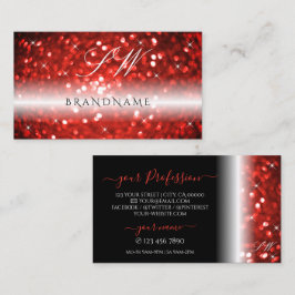Stijlvolle zwarte sparkle Glitter Monogram Modern Visitekaartje