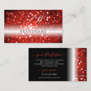 Stijlvolle zwarte sparkle Glitter Monogram Modern Visitekaartje
