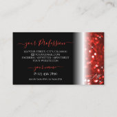 Stijlvolle zwarte sparkle Glitter Monogram Modern Visitekaartje (Achterkant)
