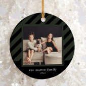 Stijlvolle Zwarte Streep Eenvoudige Foto Kerstmis Keramisch Ornament