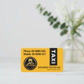 Stijlvolle zwarte streep op gele taxikleur visitekaartje (Staand voorkant)