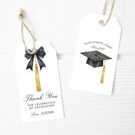 Stijlvolle Zwarte Strik Afstudeer Bedankje Tags Cadeaulabel