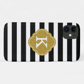 Stijlvolle zwarte stripes Gold Monogram Case-Mate iPhone Case (Achterkant (horizontaal))