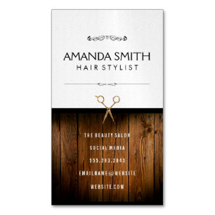 Stijlvolle zwarte subtiele golving   schaar van ho magnetisch visitekaartje