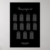 Stijlvolle Zwarte Tafelindeling Bruiloft 11 Poster (Voorkant)