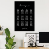 Stijlvolle Zwarte Tafelindeling Bruiloft 12 Poster (Thuiskantoor)