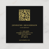 Stijlvolle zwarte turquoise goud QR code professio Vierkante Visitekaartje (Achterkant)
