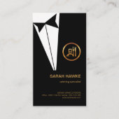 Stijlvolle zwarte Tuxedo Gold Boutonniere Catering Visitekaartje (Voorkant)