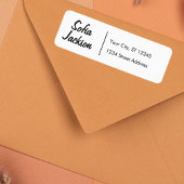 Stijlvolle zwarte typografie naam retouradres etiket