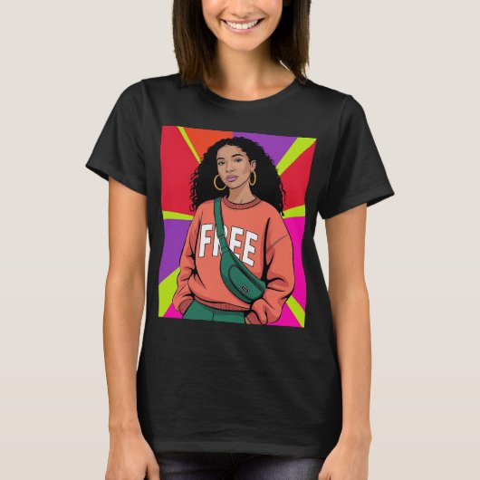 Stijlvolle Zwarte Vrouw T-shirt (Voorkant)