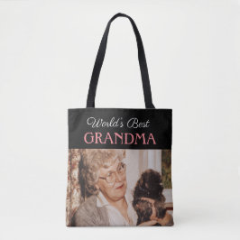 Stijlvolle zwarte Wereld Beste Grootmafoto Aangepa Tote Bag