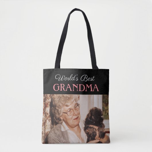 Stijlvolle zwarte Wereld Beste Grootmafoto Aangepa Tote Bag (Voorkant)