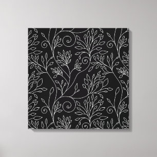 Stijlvolle zwarte witte bloemen Canvas