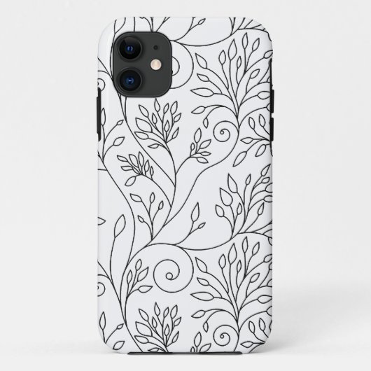 Stijlvolle zwarte witte bloemen iPhone 5 Hoesje (Achterkant)