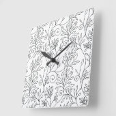 Stijlvolle zwarte witte bloemen wandklok (Hoek)