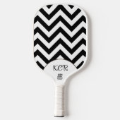 Stijlvolle zwarte witte Chevron Pattern Initialen Pickleball Paddle (Achterkant)