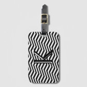 Stijlvolle Zwarte Witte Chevron Streep Monogram Aa Bagagelabel (Voorkant (verticaal))