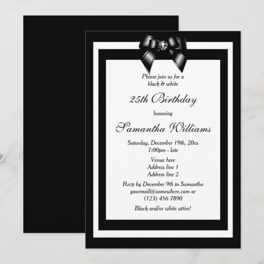 Stijlvolle zwarte & witte feestdag kaart (Voorkant / Achterkant)