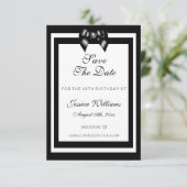 Stijlvolle zwarte & witte feestdag save the date (Staand voorkant)