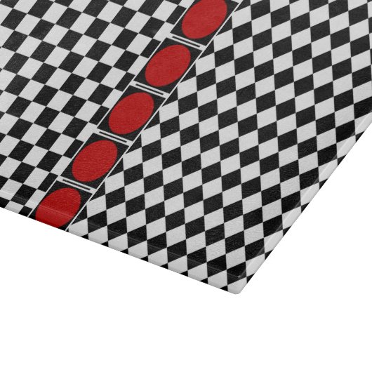 Stijlvolle zwarte witte halve diamantcontroleband snijplank (Hoek)