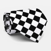 Stijlvolle zwarte witte halve diamantcontroleband stropdas (Opgerold)