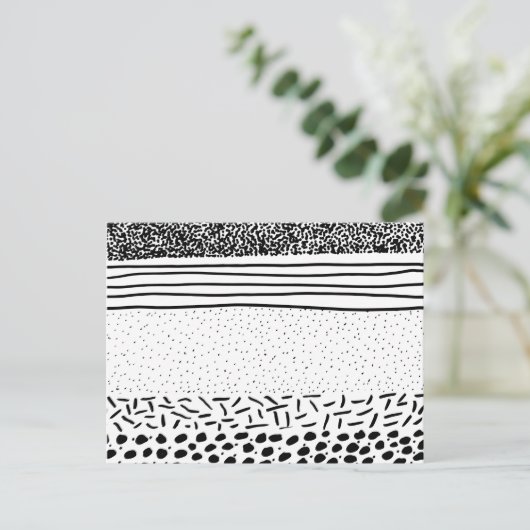 Stijlvolle zwarte witte handgetekende poolpuntjes briefkaart (Staand voorkant)
