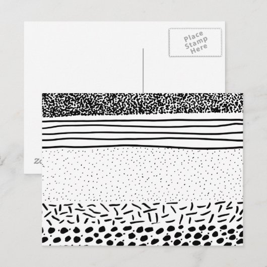 Stijlvolle zwarte witte handgetekende poolpuntjes briefkaart (Voorkant / Achterkant)