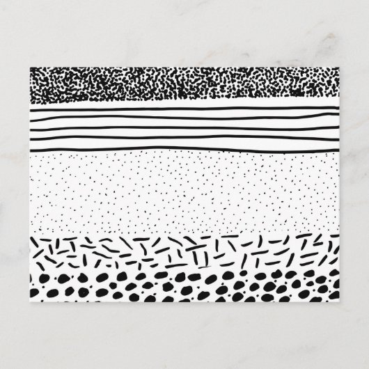 Stijlvolle zwarte witte handgetekende poolpuntjes briefkaart (Voorkant)