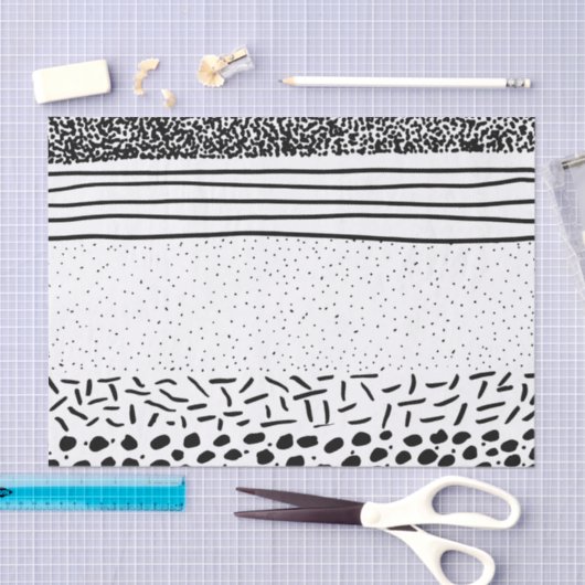 Stijlvolle zwarte witte handgetekende poolpuntjes tissuepapier (Craft)