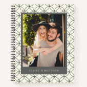 Stijlvolle zwarte witte lijn Art Aangepaste foto Notitieboek (Voorkant)