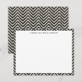 Stijlvolle zwarte witte lijn Kunst Persoonlijke na Notitiekaartje (Voorkant / Achterkant)