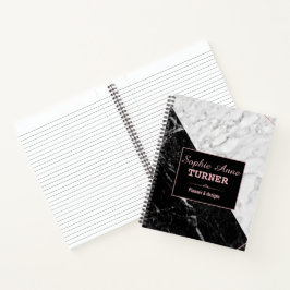 Stijlvolle zwarte witte marmer Roos Gold Planner Notitieboek