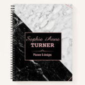 Stijlvolle zwarte witte marmer Roos Gold Planner Notitieboek (Voorkant)