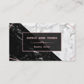 Stijlvolle zwarte witte marmeren roze gouden afspr afsprakenkaartje (Voorkant)