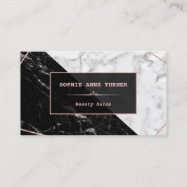 Stijlvolle zwarte witte marmeren roze gouden afspr afsprakenkaartje